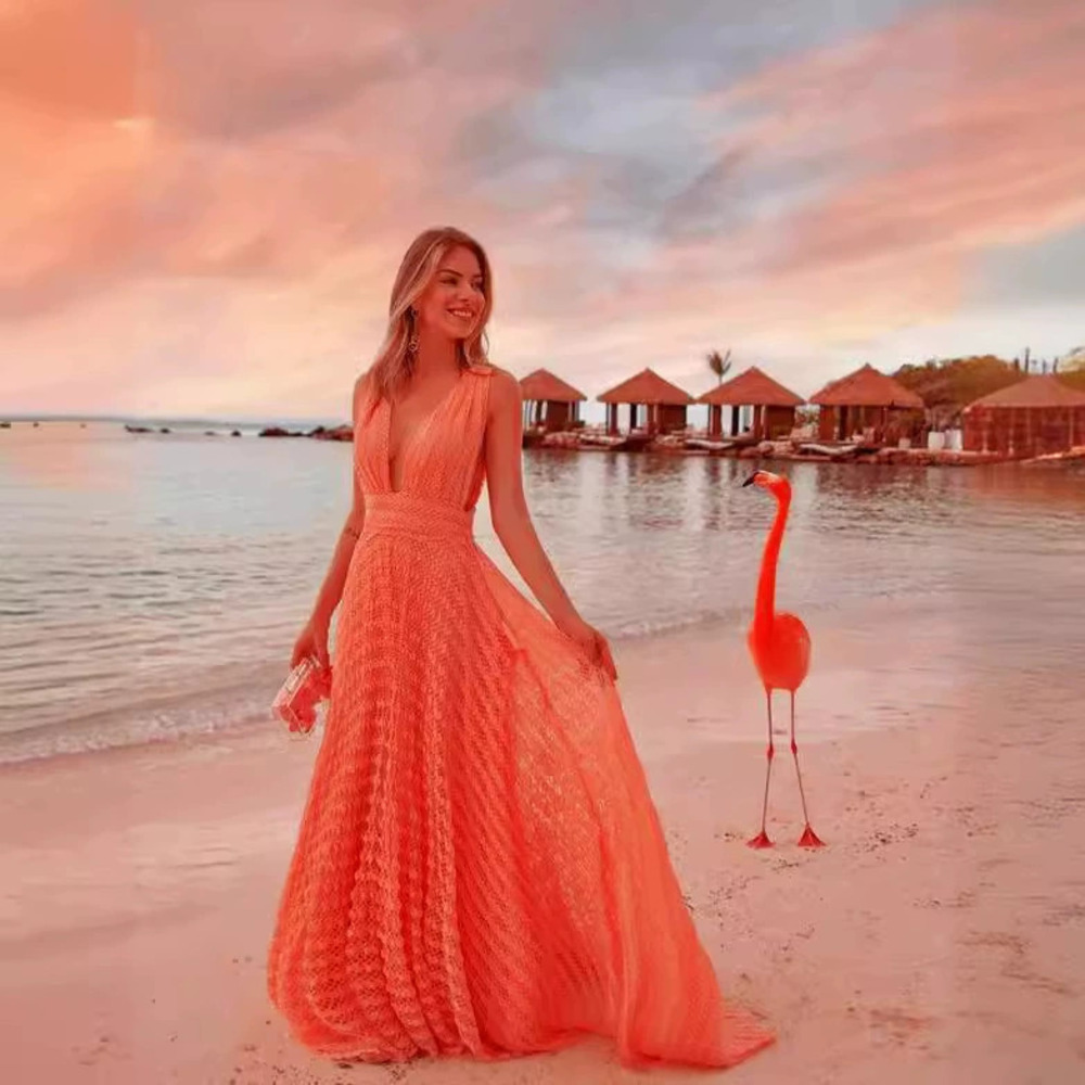 Forever 21 Deep V Mesh Vacation Maxi Dress